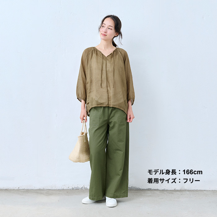 TOKYO BASIC レディース シアー トップス 透け感 ブラウス 七分袖 夏