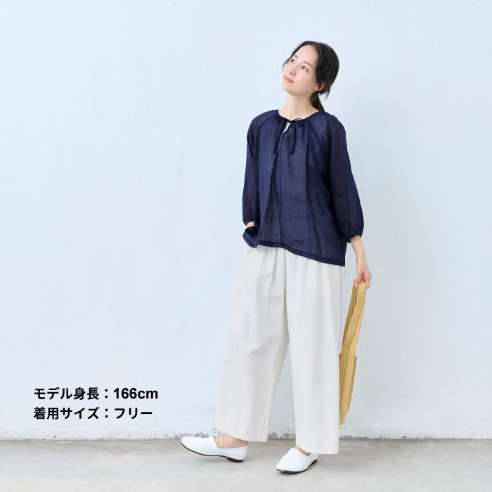 TOKYO BASIC レディース シアー トップス 透け感 ブラウス 七分袖 夏