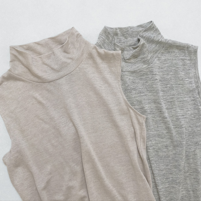 涼しい 速乾 tシャツ レディース トップス カットソー プレミアム リネン100％ ノースリーブ タートル プルオーバー 日本製 40代 50代 | TOKYO BASIC | 17