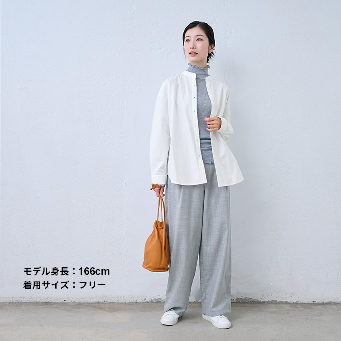 シャツ レディース ブラウス 長袖 40代 50代 日本製 近江晒 コットン100% バンドカラーシャツ | TOKYO BASIC | 10