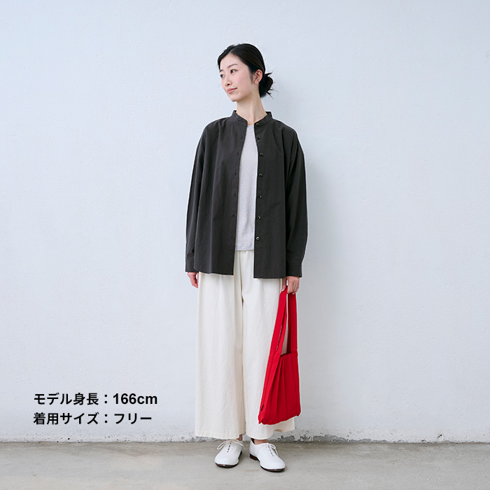 シャツ レディース ブラウス 長袖 40代 50代 日本製 近江晒 コットン100% バンドカラーシャツ | TOKYO BASIC | 13