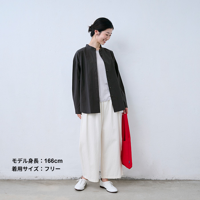シャツ レディース ブラウス 長袖 40代 50代 日本製 近江晒 コットン100% バンドカラーシャツ | TOKYO BASIC | 14