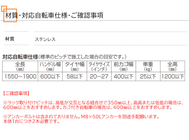 四国化成・サイクルラックS2型 