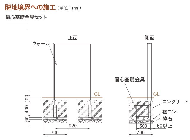 ディーズポルタ オプション 偏心基礎金具セット