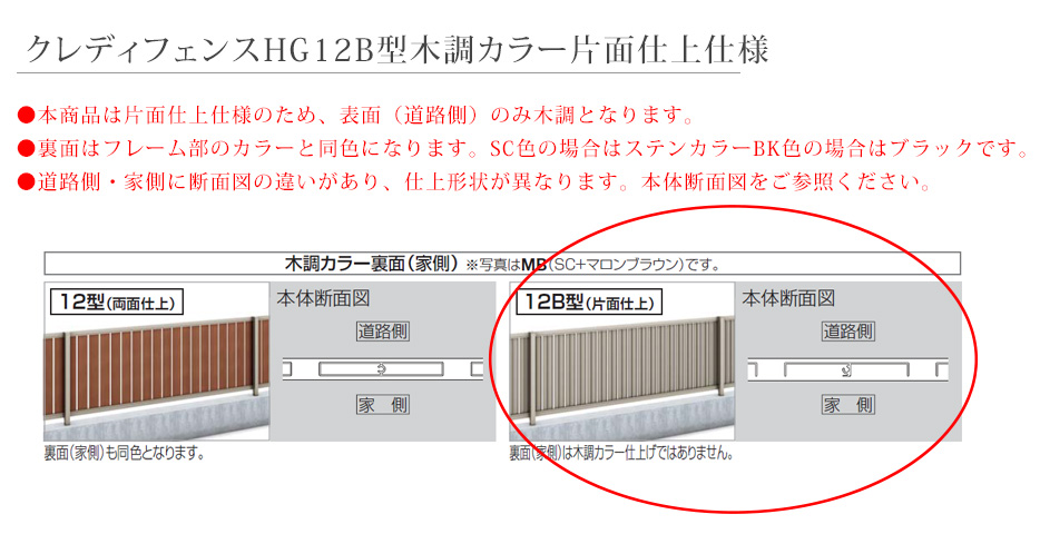 四国化成】クレディフェンスHG12B型 片面仕上 木調カラー 1220サイズ