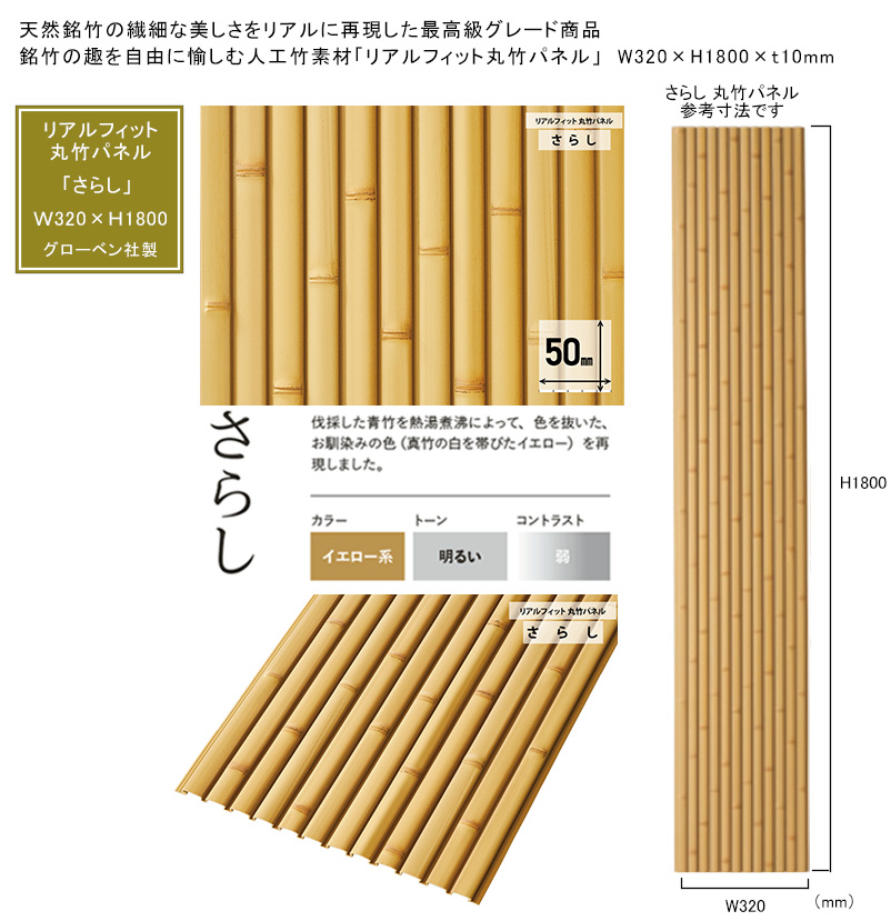 グローベン リアルフィット 人工竹 銘竹 樹脂製装飾パネル 丸竹パネル