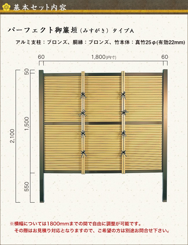 パーフェクトみす垣 タイプA 基本部材セット 高さ1500mm フェンス