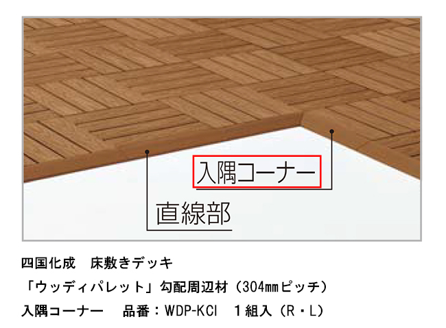 四国化成 床敷きデッキ】ウッディパレット 勾配周辺材（304mmピッチ