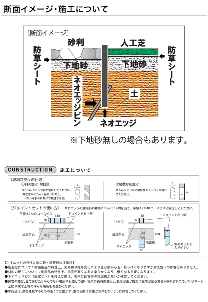 ネオエッジ 造園用見切り材 エッジ材 芝生 砂利 ウッドチップ