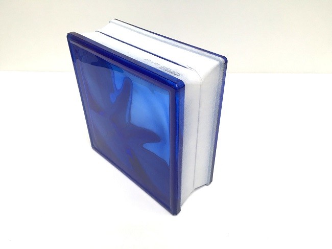 ガラスブロック クリスタルコバルトブルー 80個セット商品（W190×H190×D80mm）