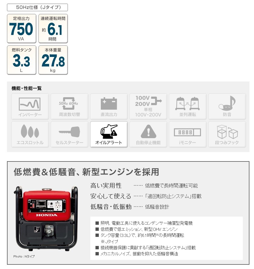 ホンダ 弊社在庫有り 即納可能 ホンダ発電機 EP900 60Hz専用機