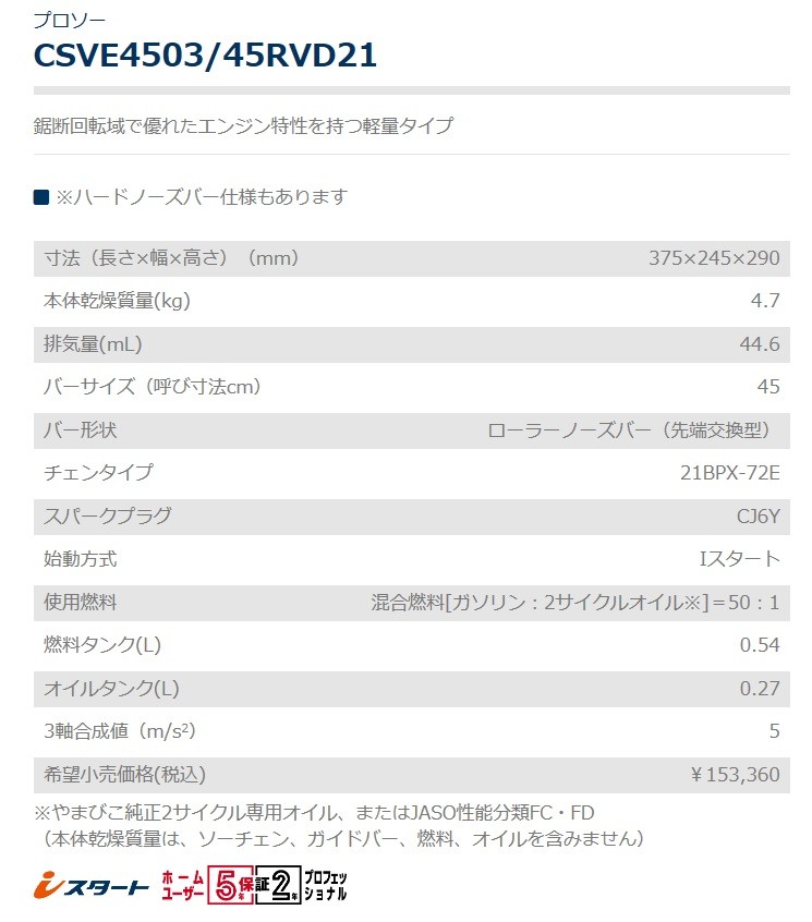 共立チェンソー CSVE4503/45RVD21 ローラーノーズバー 送料無料 （やまびこ）メーカー在庫 :K-CSV4503:東京ネット - 通販  - Yahoo!ショッピング