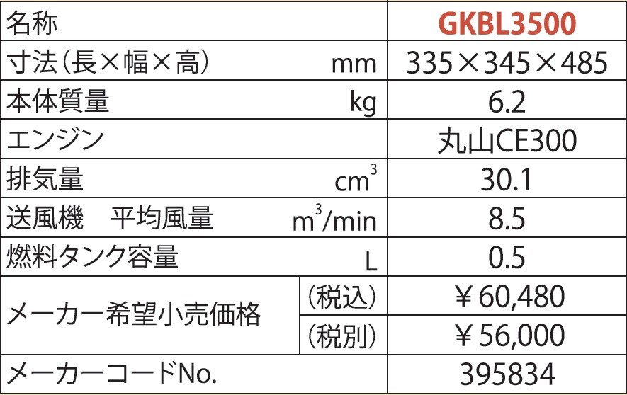 マルヤマエンジンブロワー GKBL3500 丸山製作所 メーカー在庫 : m 