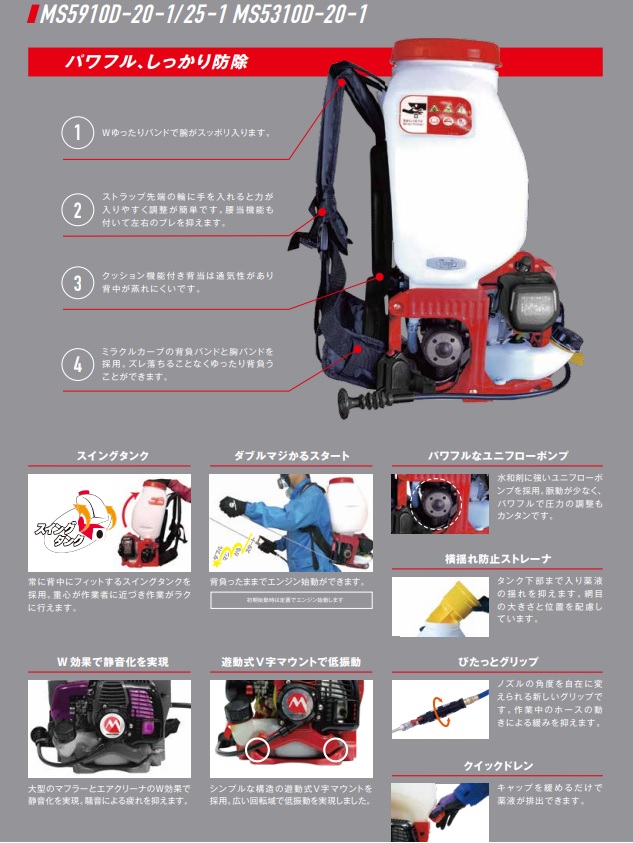 ★ 未使用 さぎり 背負動力 噴霧機 丸山製作所 丸山 背負式動力噴霧機 MS5910D-25-1 霧王 沖縄県を除き送料無料