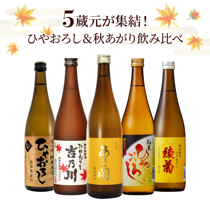 訳あり 5蔵元が集結！ひやおろし＆秋あがり飲み比べ 720ml×5本セット あさ開 吉乃川 澤乃井 環日本海 綾菊 日本酒 地酒 送料無料  :1223907001:東京酒粋(トウキョウシュスイ) - 通販 - Yahoo!ショッピング