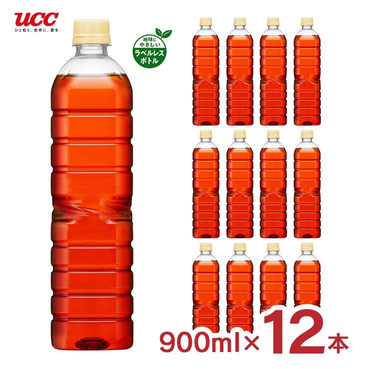 紅茶 UCC 上島珈琲 紅茶の時間 ストレートティー 無糖 ラベルレス ペットボトル 900ml 12本 (1ケース) ケース販売専用 送料無料｜tokyo-syusui