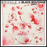 CHANEL（シャネル） スカーフ ピンクxホワイト シルク カメリア 花