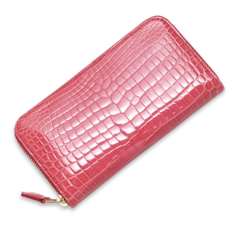 極美品✨東京クロコダイル 長財布 ラウンド　コルテ　シャイニング　ブルー 日本製・送料無料 スモールクロコダイルラウンドファスナー長