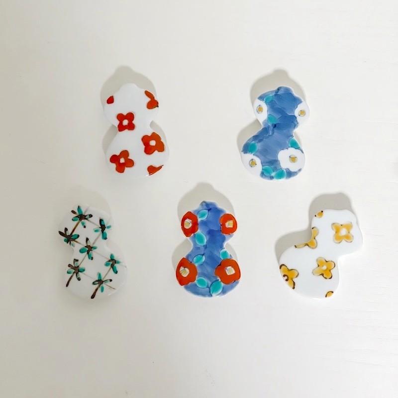 箸置き 陶器 おしゃれ 北欧 六瓢箪 瓢箪 花 有田焼 伊万里瓢箪 手描き