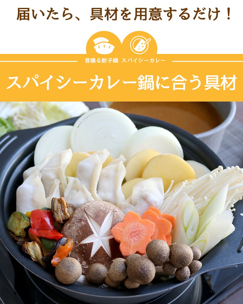 東京炎麻堂 カレー鍋 音鳴るぎょうざ鍋セット スパイシーカレー 5-6人前
