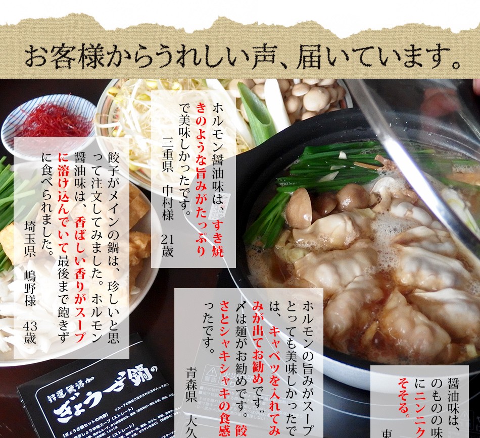 東京炎麻堂 ぎょうざ鍋セット ホルモン醤油ベース 5～6人前
