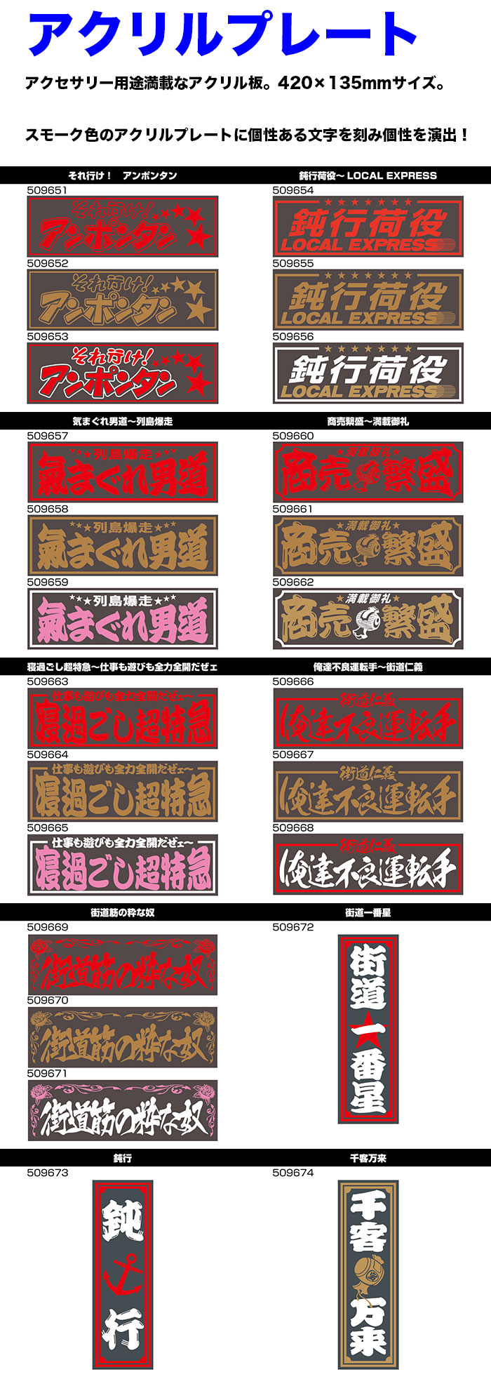 ジェットイノウエ アクリルプレート アクリル板 トラック用品 商売繁盛