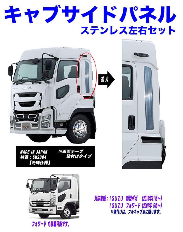 トラック用品 キャブサイドパネルSUSセット いすゞファイブスターギガ