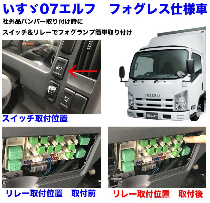 トラック用品 スイッチリレー 07エルフフォグレス仕様車 :ELF-FOGSW:トラックショップ 東京マッハ7 - 通販 - Yahoo!ショッピング