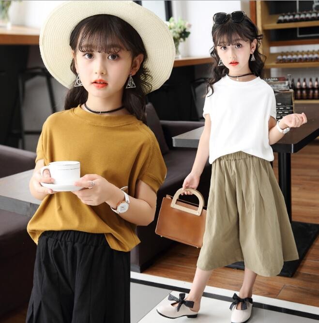 半袖 子供服 女の子 Tシャツ ガウチョパンツ 2点セット七分パンツ カジュアル 75136.jpg