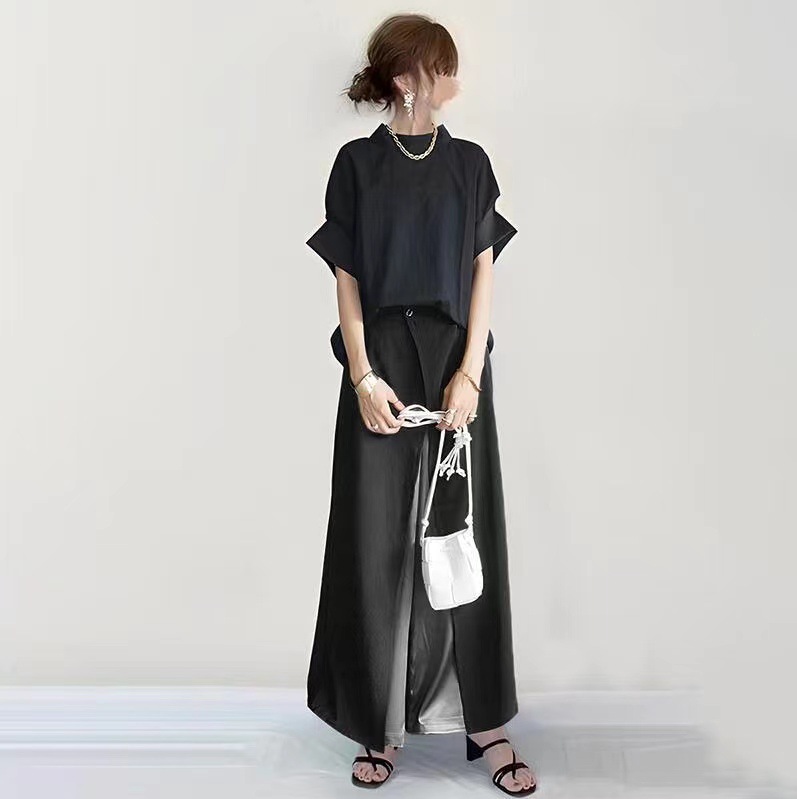 2点セット レディース 上下セット ブラウス+パンツ 半袖ブラウス シャツブラウス ショートパンツ ワイドパンツ ガウチョパンツ フレア袖 可愛い 清 トップス ガウチョパンツ 2点セット 春夏 上下セット 半袖