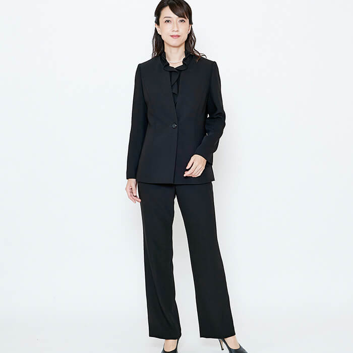 東京ソワール 喪服 ブラックフォーマル レディース パンツ スーツ 3点