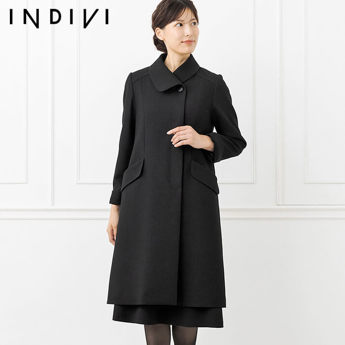 INDIVI コート アウター 喪服 レディース ブラックフォーマル インディヴィ 東京ソワール 礼服 葬式 通夜 告別式 式典 卒業式 結婚式  冠婚葬祭 ブランド 4109751