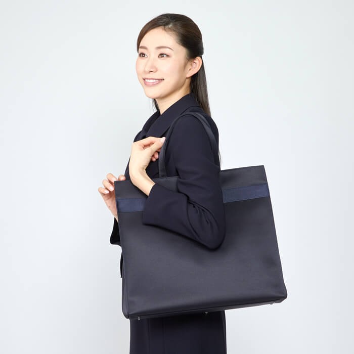 東京ソワール お受験 トートバッグ 大容量 リボン スーツ 紺