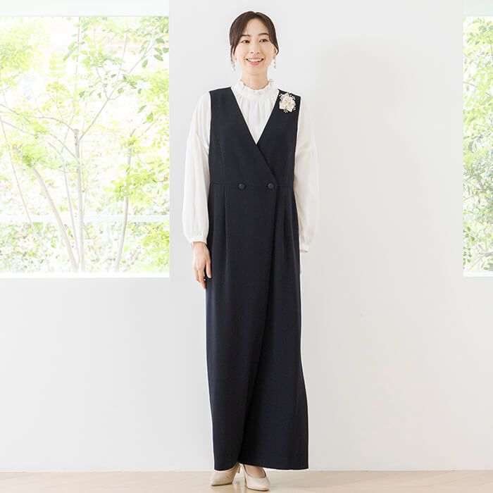 東京ソワール オールインワン ワイド パンツ レディース 婦人