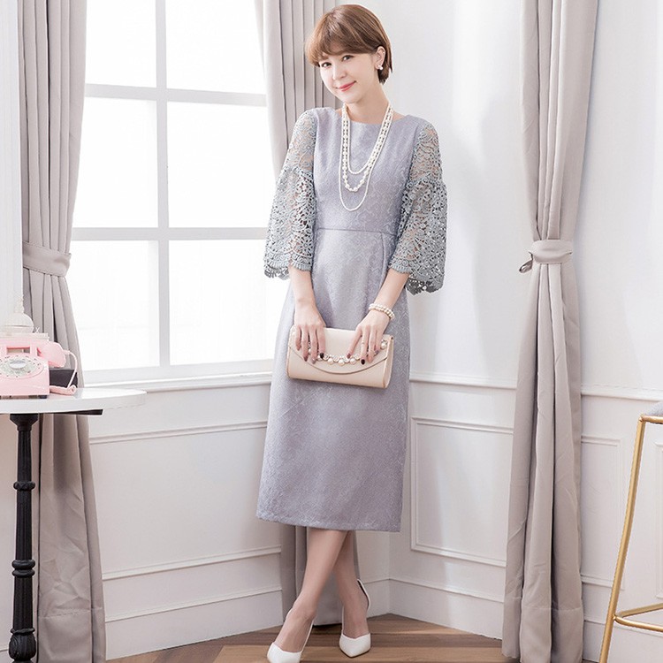 み*り様 スクエアネック　ボルドー　フラワーレース　マキシ丈　結婚式　パーティー Retica ドレス フラワーレース刺繍切替 大人Aライン フレア