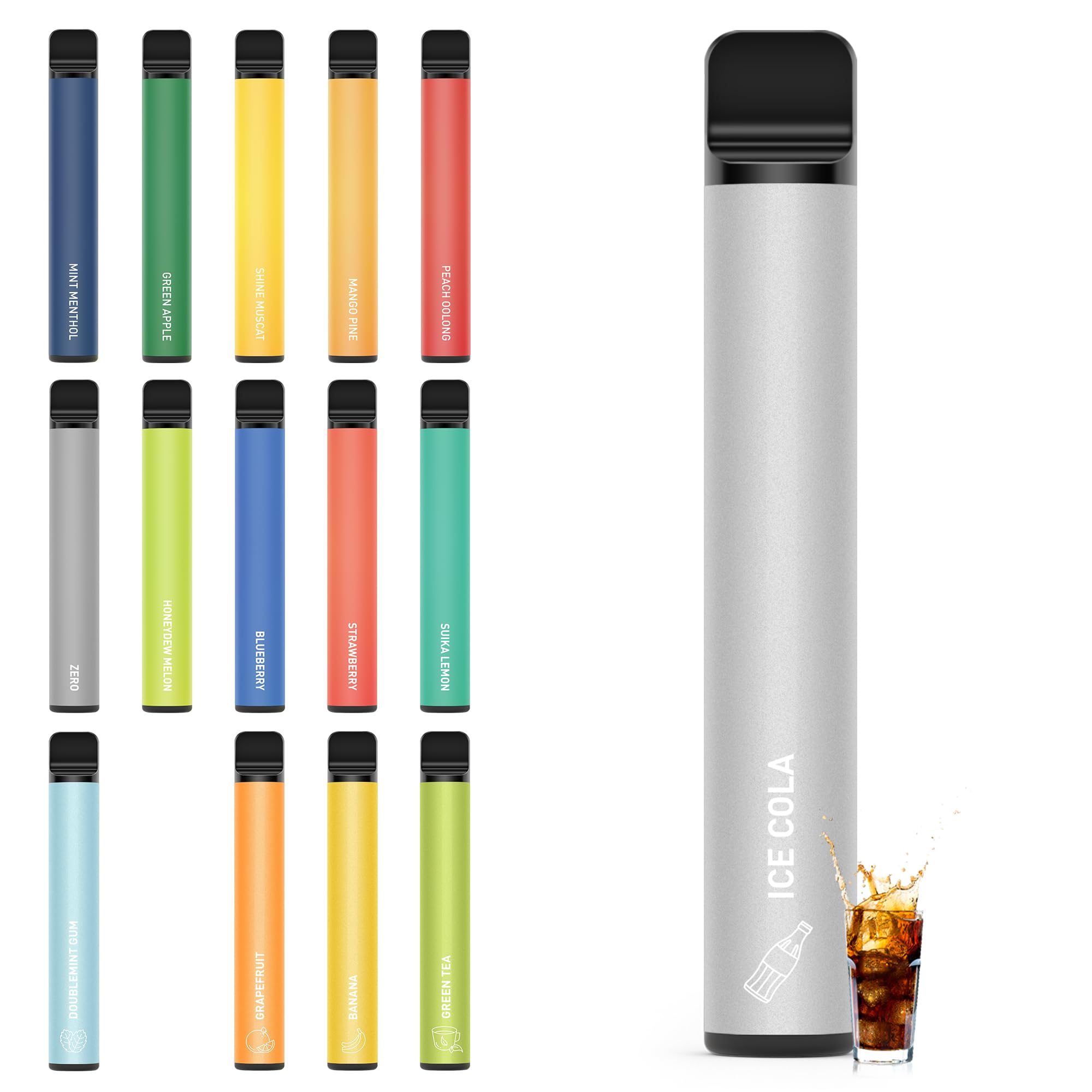 電子タバコ 使い捨て VAPE 1500回吸引可能 15種風味 メンソール配合