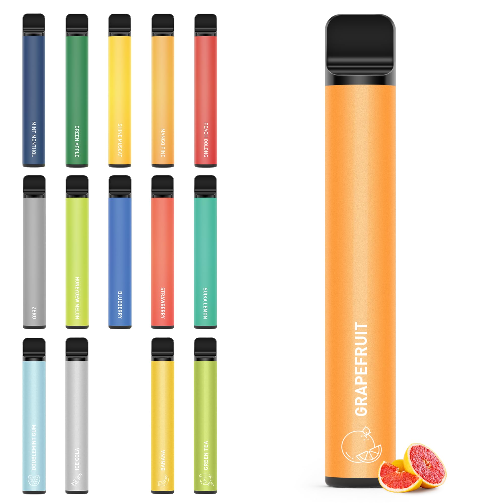 グラデーションvape ニコチンタールフリー かいり様1番 と2番 電子タバコ 使い捨て VAPE 1500回吸引可能 15種風味 メンソール配合