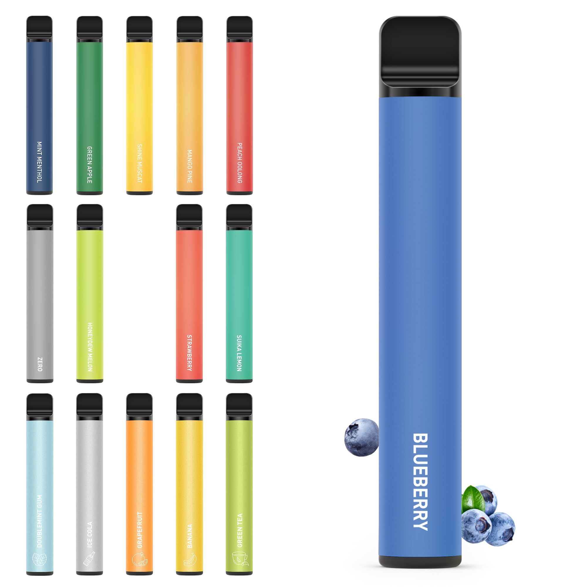 電子タバコ 使い捨て VAPE 1500回吸引可能 15種風味 メンソール