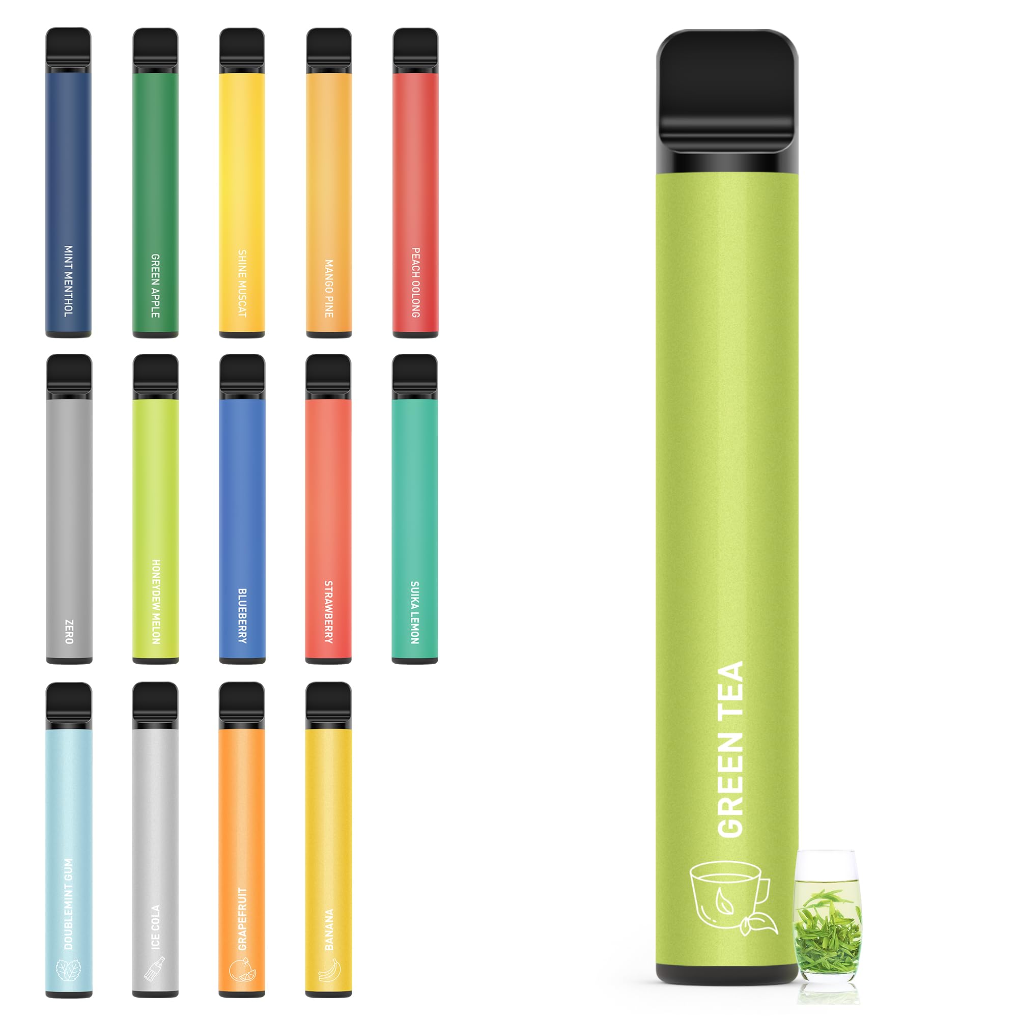 電子タバコ 使い捨て VAPE 1500回吸引可能 15種風味 メンソール配合