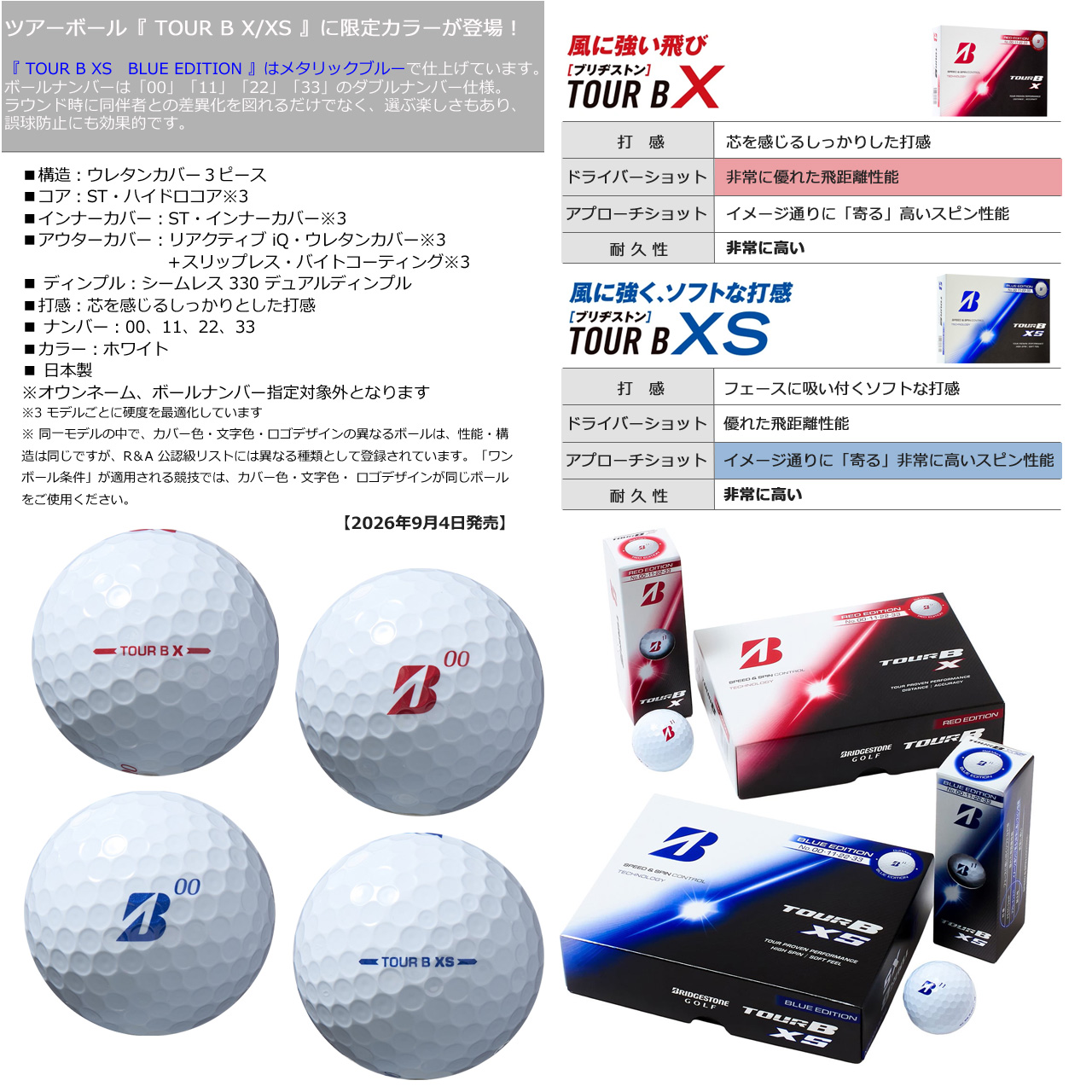 TOUR B ブリヂストン ゴルフボール ツアービー・エックスエス 【ブルー