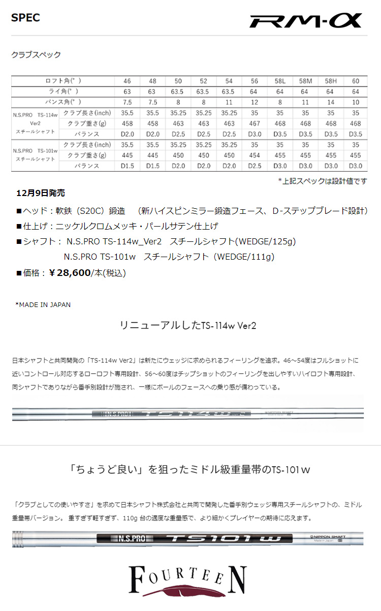 RM（フォーティーン） フォーティーン RM-α ウェッジ （TS-114w