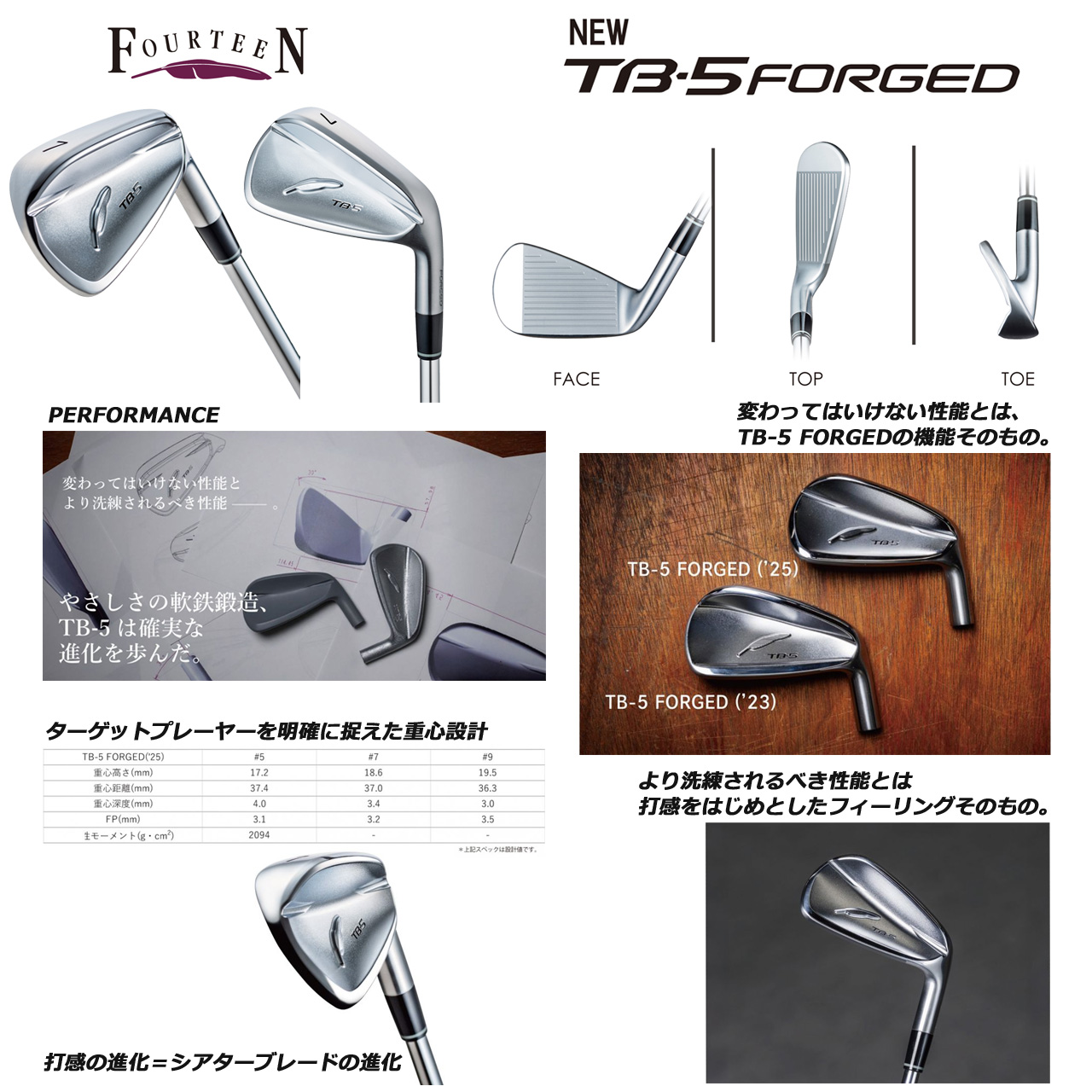 FOURTEEN（フォーティーン） アイアン TB-5 FORGED ('25) 【単品 ♯5