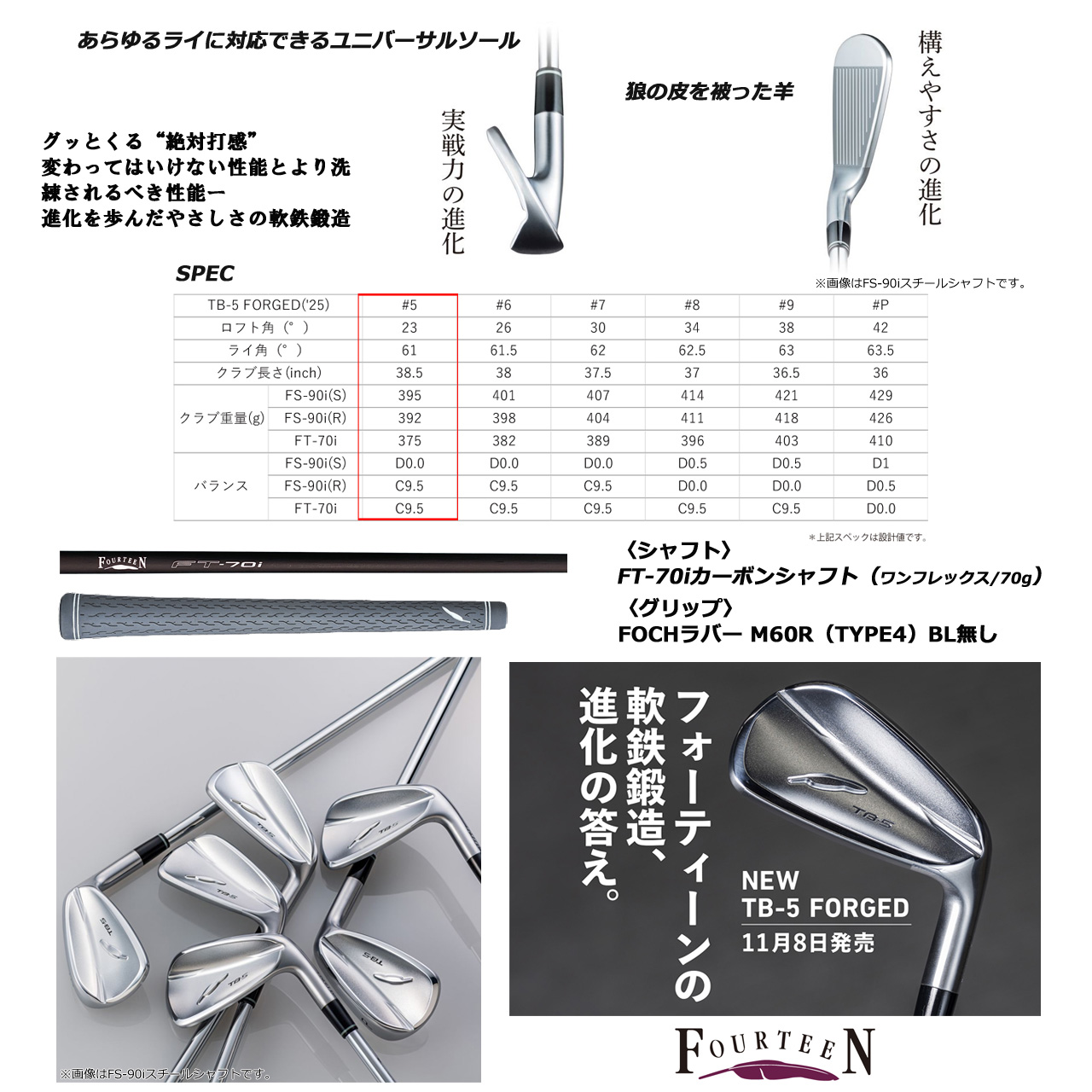 FOURTEEN フォーティーン アイアン TB-5 FORGED ('25) 【単品