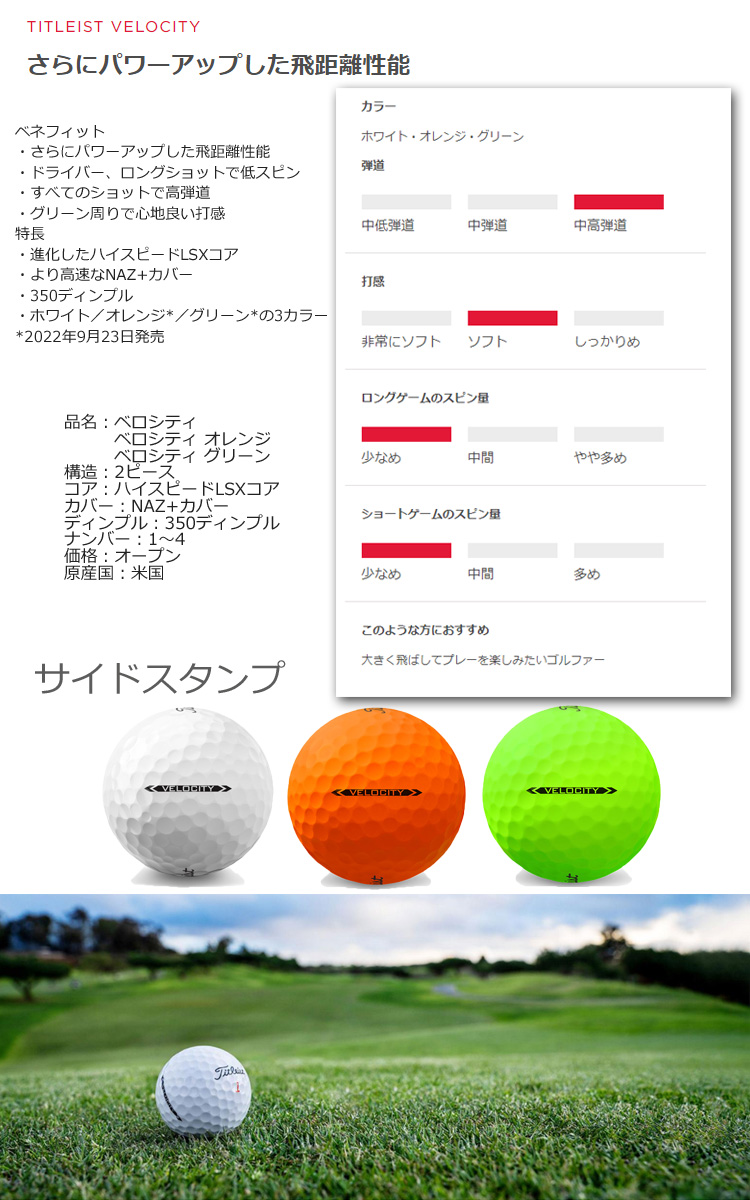 タイトリスト 22ベロシティ Titleist Velocity ゴルフボール 1ダース :tl-velocity:とみきち - 通販 -  Yahoo!ショッピング