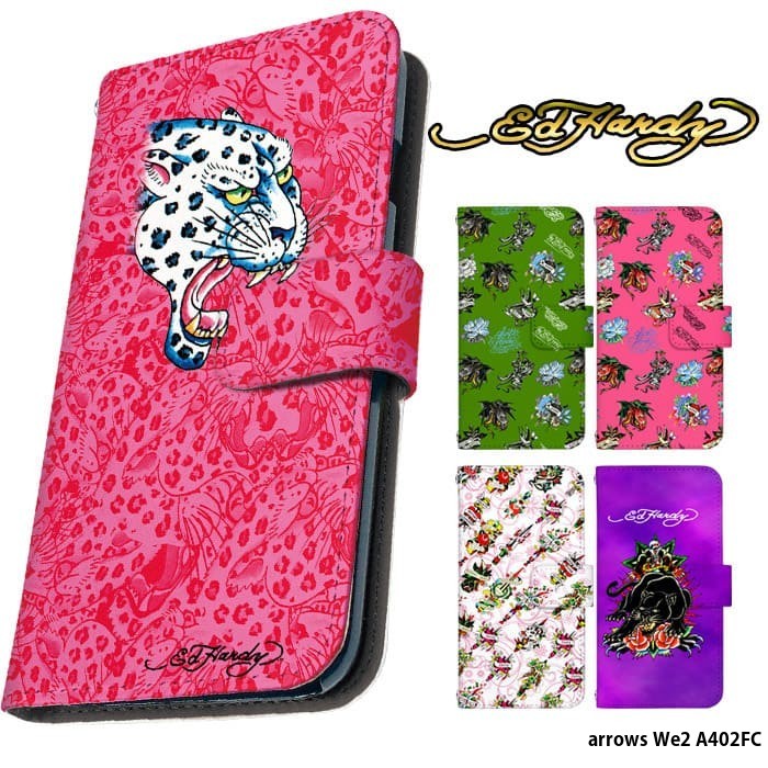 arrows We2 A402FC �P�[�X �蒠�^ �A���E�Ywe2 �J�o�[ �f�U�C�� Ed Hardy ������� �G�h�n�[�f�B�[