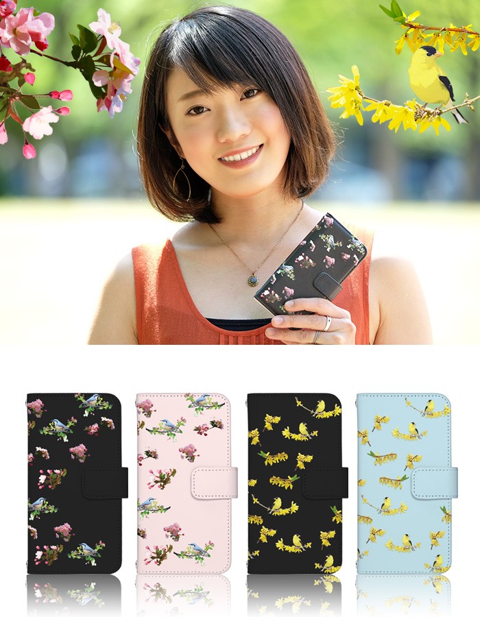 iPhone6S ケース 手帳型 スマホケース アイフォン iphone6s デザイン 鳥と花｜tominoshiro｜02