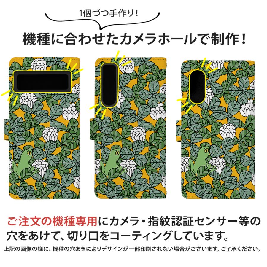 OPPO AX7 ケース 手帳型 オッポ カバー デザイン 植物とカエル｜tominoshiro｜02
