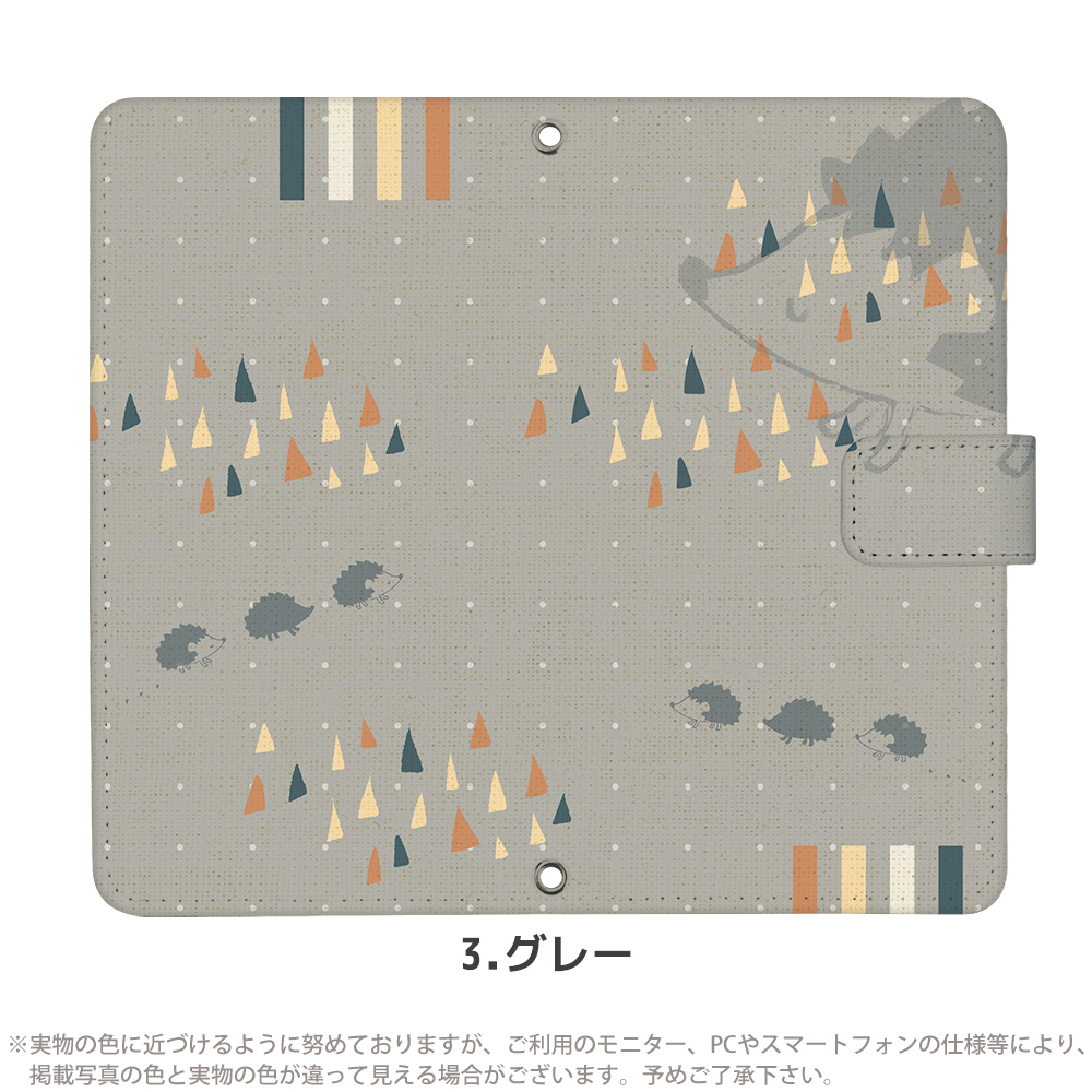 iPhone11 ケース 手帳型 アイフォン11 カバー デザイン 三角模様とはりねずみ｜tominoshiro｜09