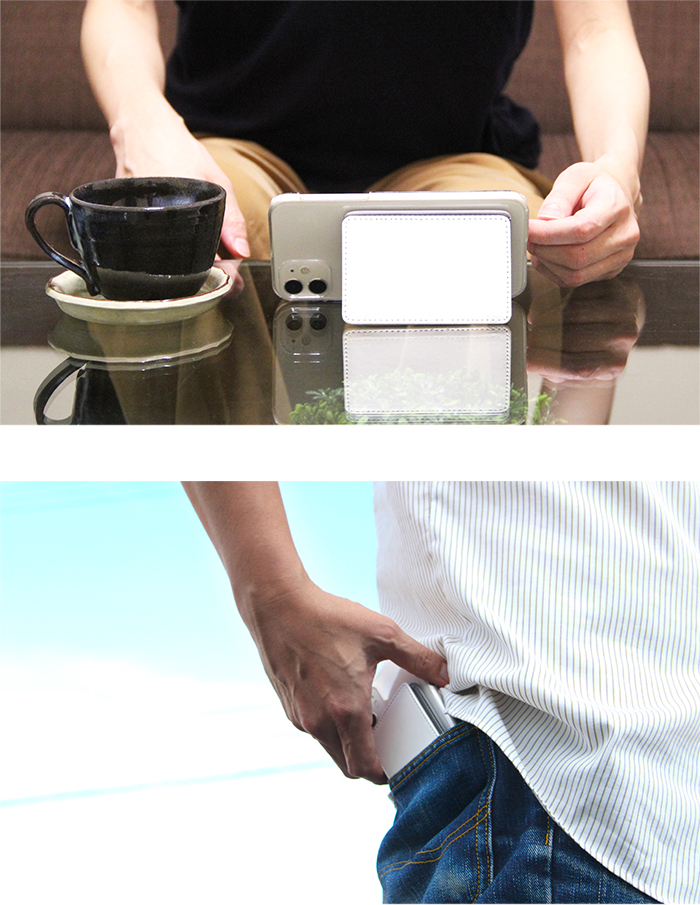 PATAKO スマホ スタンド ホルダー カードポケット 貼り付け カード収納 背面ポケット スマートフォン iPhone Android デザイン 古代生物パターン｜tominoshiro｜06