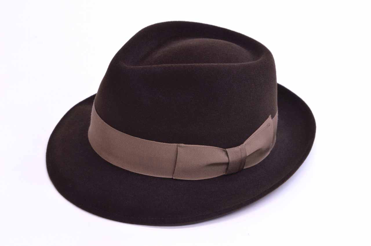希少　美品　FUJI HAT フジハット　ヴィンテージ　ブラウン　フェルトハット Fuji HAT フジハット ファーフェルト 「Kitton キトン」 CenterDent